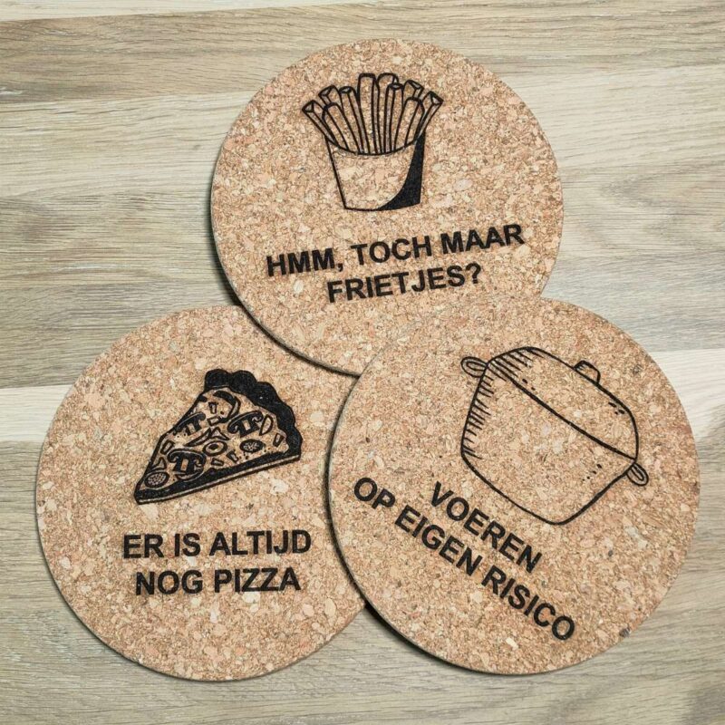 Kurken onderzetter met leuke teksten