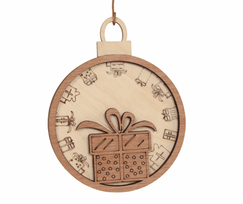 Kerstbal | kerstboom en cadeau - Afbeelding 3