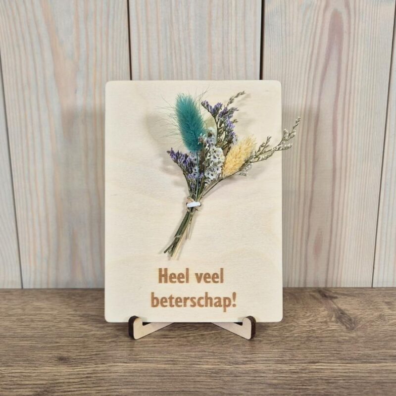 Houten kaart - Heel veel beterschap
