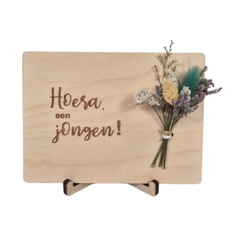 Houten kaart - Hoera, een jongen!