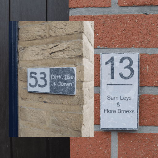 Huisnummers op natuursteen