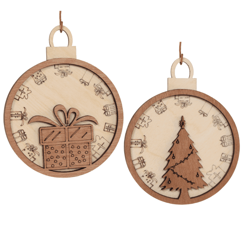 Kerstbal | kerstboom en cadeau
