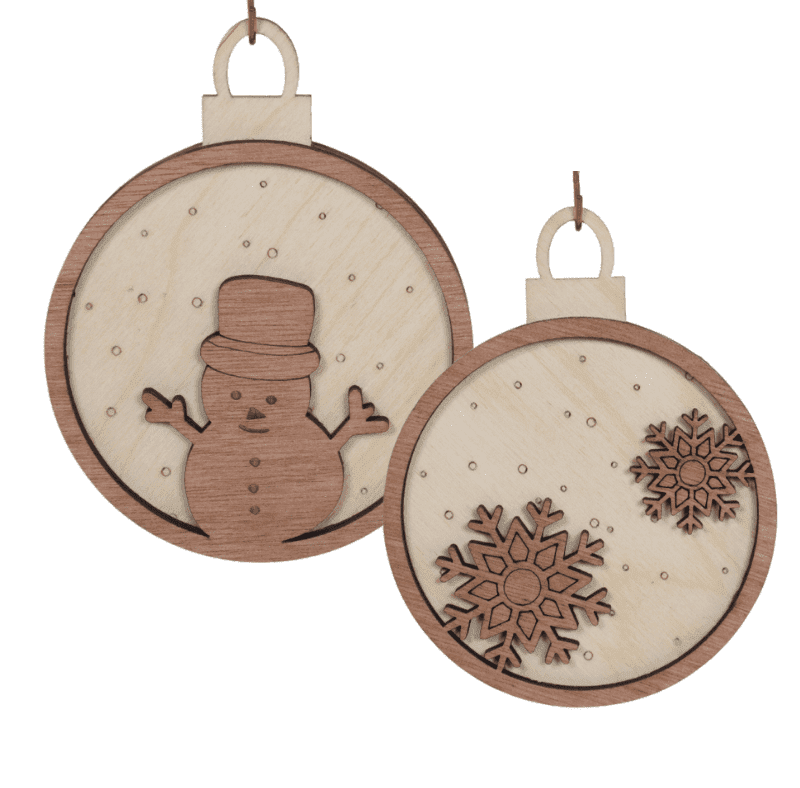 Kerstbal | sneeuwpop met ijskristallen