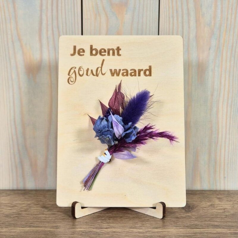Houten kaart - Je bent goud waard