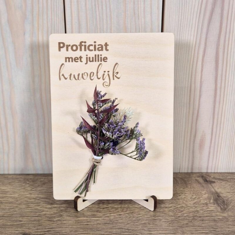 Houten kaart - Proficiat met jullie huwelijk