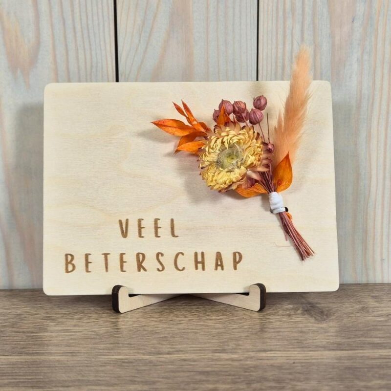 Houten kaart - Veel beterschap